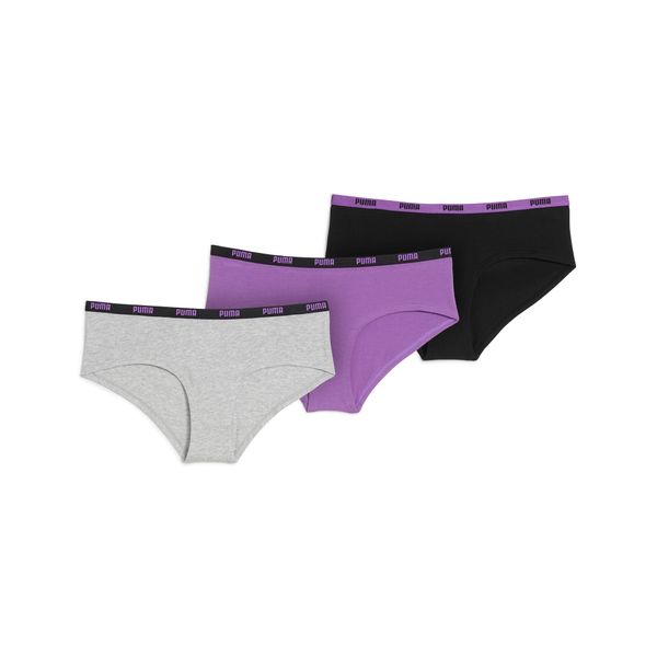 PUMA Women's Puma Hipster's Underwear 3 Pack, Purple, Size 2, Clothing