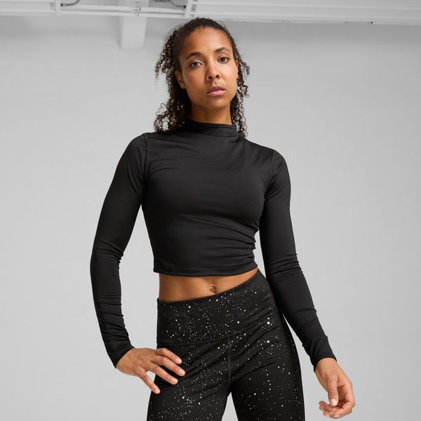 PUMA Women's Puma INTERGALACTIC Long Sleeve Crop Top, Black, Size M, Clothing