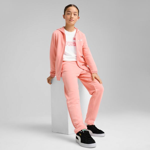 PUMA Women's Puma Metallic Hooded Sweat Suit Youth, Pink, Size 7-8Y, Clothing