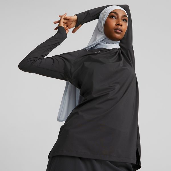 PUMA Women's Puma Modest Activewear Long Sleeve Training T-Shirt, Black, Size S, Clothing