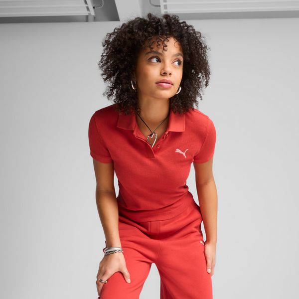 PUMA Women's Puma PREMIUM ESS Polo T-Shirt, Red T-Shirt, Size S T-Shirt, Clothing