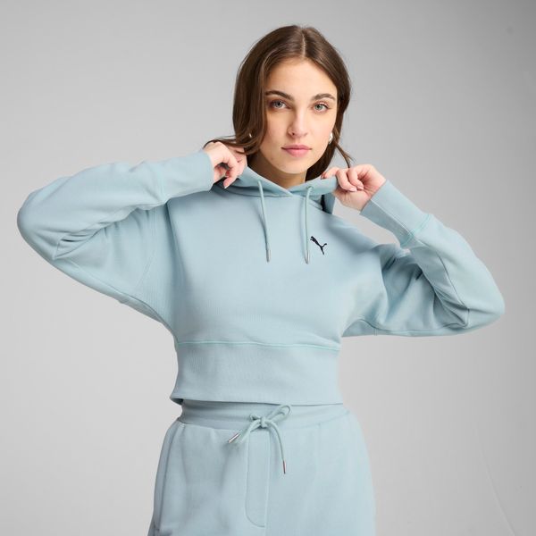 PUMA Women's Puma PREMIUM ESS Relaxed Graphic Hoodie, Green, Size S, Clothing