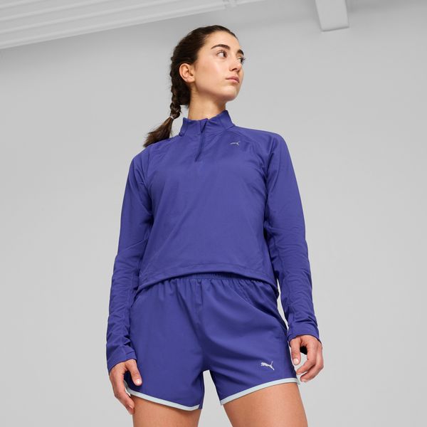 PUMA Women's Puma RUN CLOUDSPUN Quarter-Zip Top, Blue, Size XS, Clothing