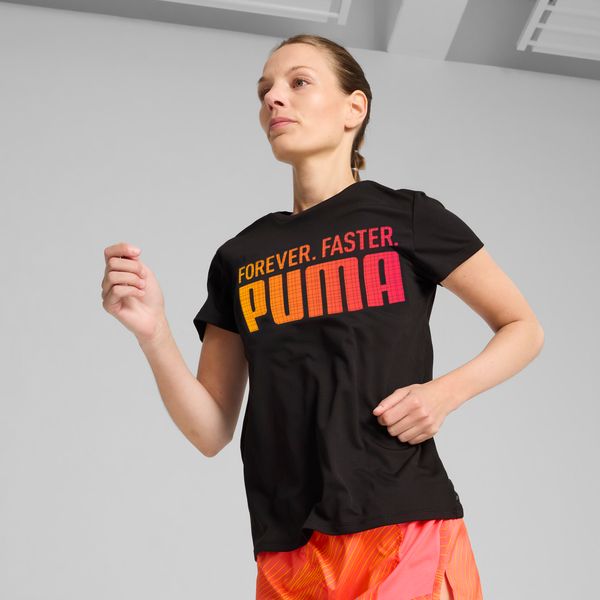 PUMA Women's Puma RUN Fav Graphic T-Shirt, Black, Size M, Clothing