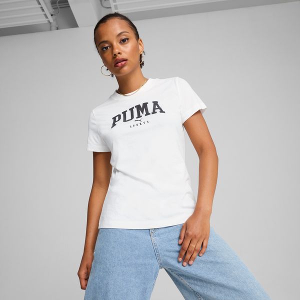 PUMA Women's Puma SQUAD Graphic T-Shirt, White, Size L, Clothing