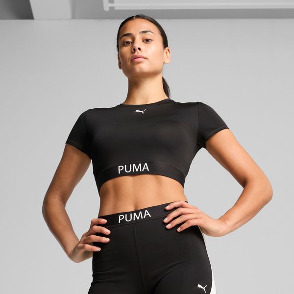 PUMA Women's Puma STRONG Crop T-Shirt, Black, Size M, Clothing