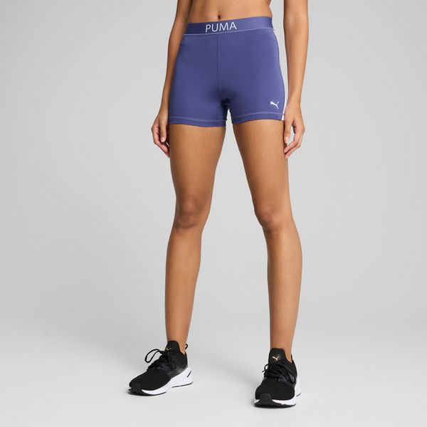 PUMA Women's Puma STRONG High-Waisted 4" Short Tights, Blue, Size M, Clothing