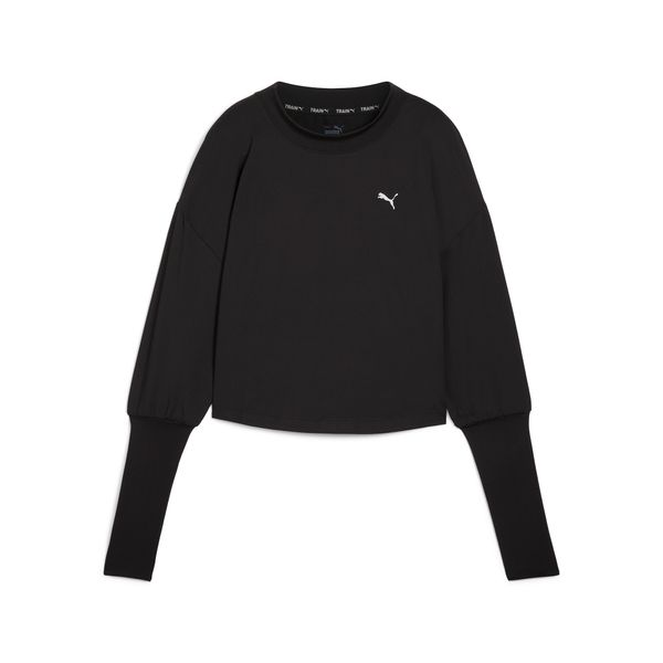 PUMA Women's Puma STUDIO CLOUDSPUN Crewneck, Black, Size L, Clothing