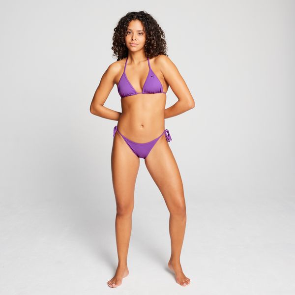 PUMA Women's Puma Swim's Triangle Bikini Top, Purple, Size L, Clothing
