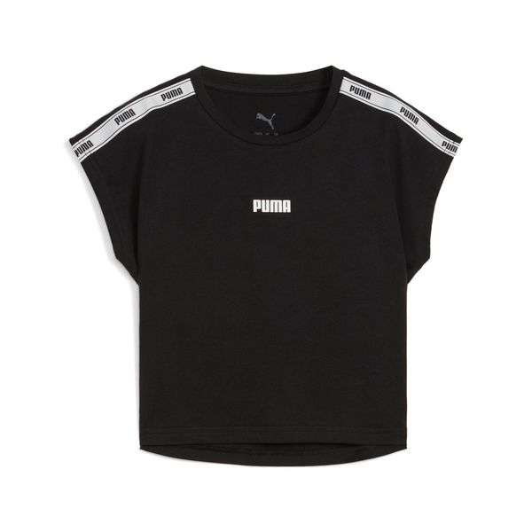 PUMA Women's Puma Tape Tee 2.0 Youth, Black, Size 7-8Y, Clothing