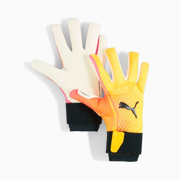 PUMA Women's PUMA Ultra Ultimate Tricks Hybrid Goalkeeper Gloves, Sunset Glow/Sun Stream