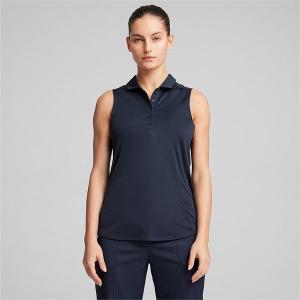 PUMA Women's Puma W Pure's Sleeveless Golf Polo T-Shirt, Blue T-Shirt, Size M T-Shirt, Clothing