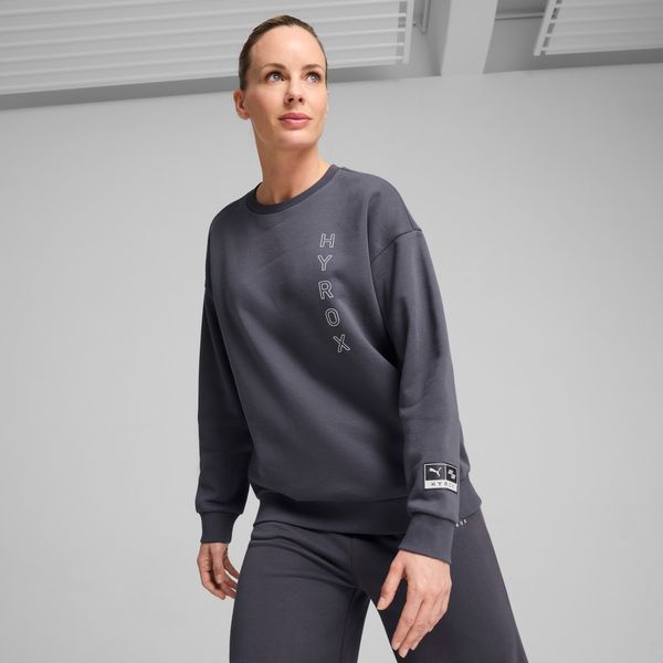 PUMA Women's Puma x HYROX Graphic Fleece Crew, Gray, Size S, Clothing