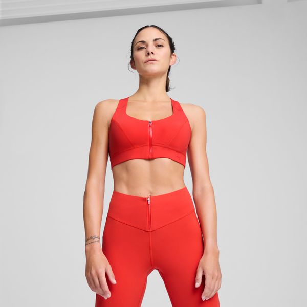 PUMA Women's Puma x PAMELA REIF Zip Bra, Red, Size S, Clothing