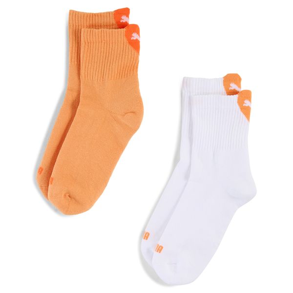 PUMA Women's Puma's Heart Short Crew Shirt Socks 2 pack, Orange, Size 35-38, Clothing