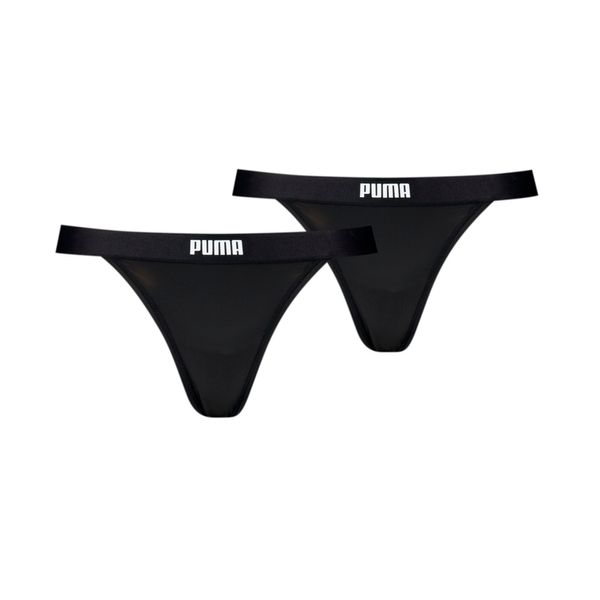 PUMA Women's Puma's String Thongs 2 Pack, Black, Size 1, Clothing