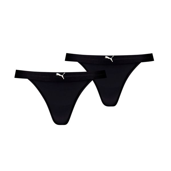 PUMA Women's Puma's String Thongs 2 pack, Black, Size M, Clothing