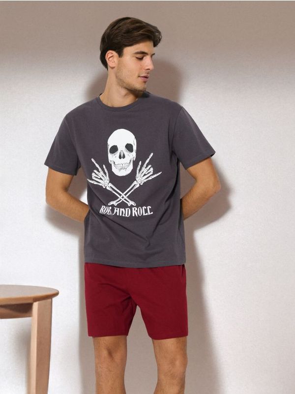 Sinsay Sinsay - Dvodelni komplet pižame s potiskom - temno siva