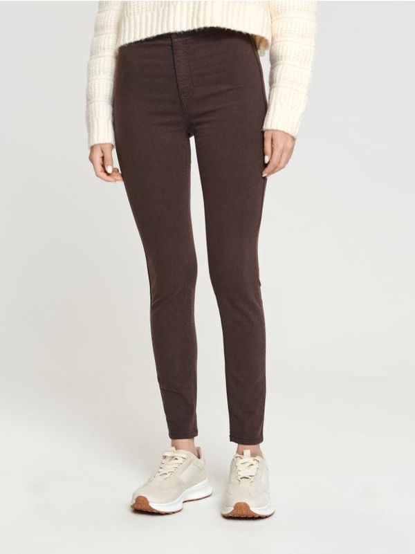 Sinsay Sinsay - Jeggings hlače high waist skinny - dark grey jeans