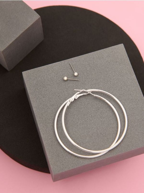 Sinsay Sinsay - Komplet 2 parov uhanov - srebrna