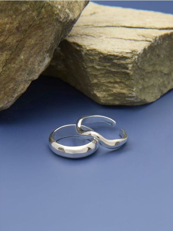 Sinsay Sinsay - Komplet 2 prstanov - srebrna