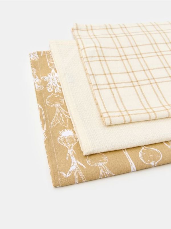 Sinsay Sinsay - Komplet 3 kuhinjskih krp - krema