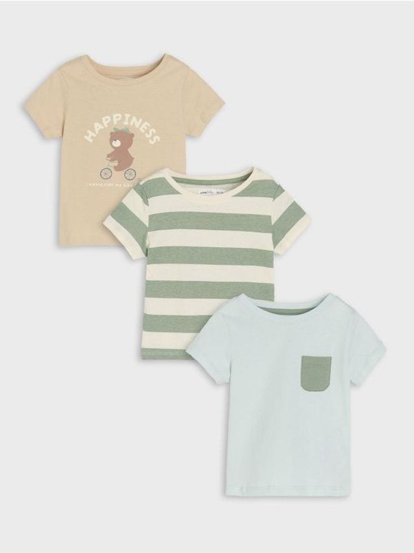 Sinsay Sinsay - Komplet 3 majic z dolgimi rokavi - krema