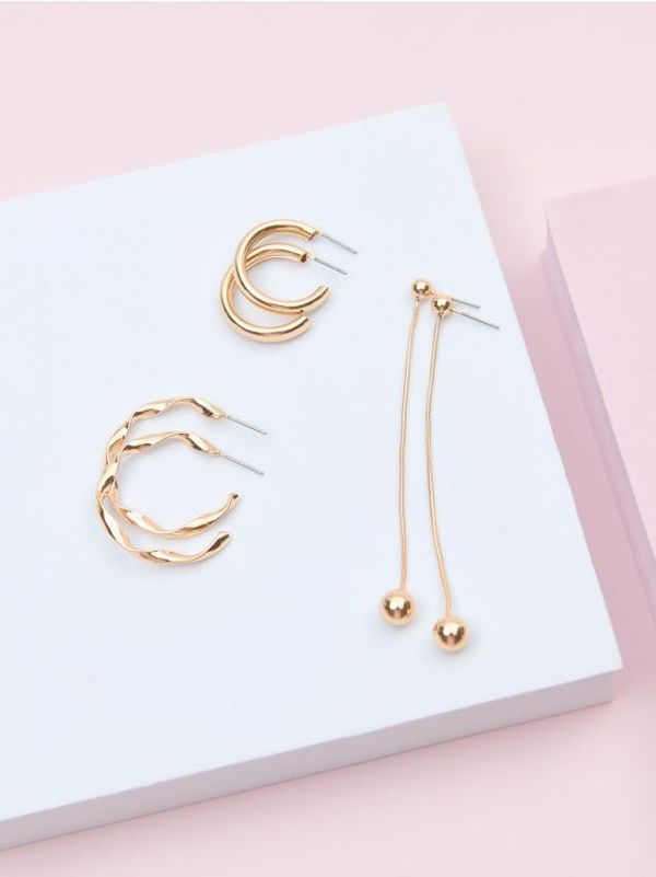 Sinsay Sinsay - Komplet 3 parov uhanov - zlata