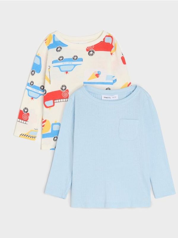 Sinsay Sinsay - Majica z dolgimi rokavi 2 pack - krema