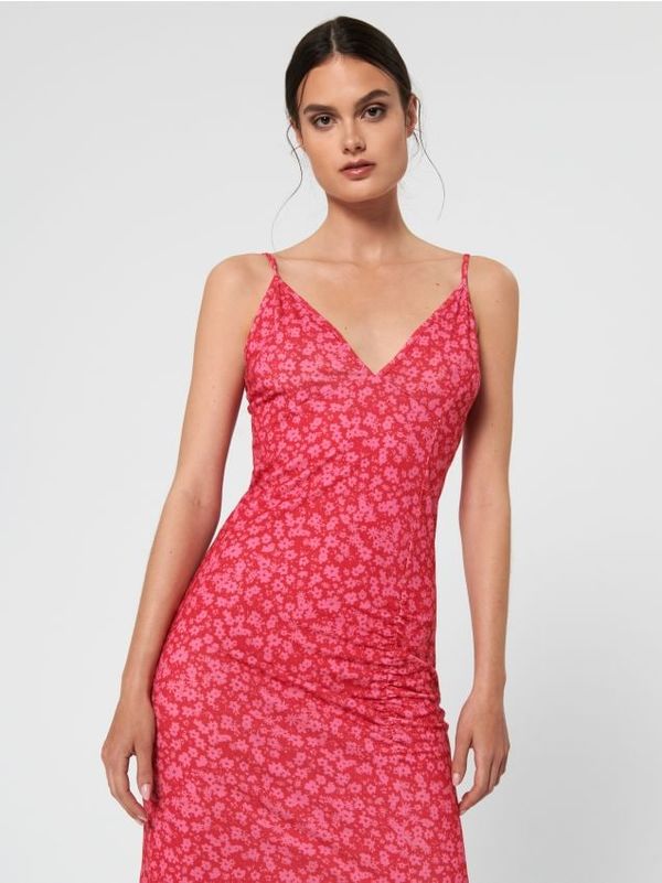 Sinsay Sinsay - Midi obleka z razporkom - fuksije