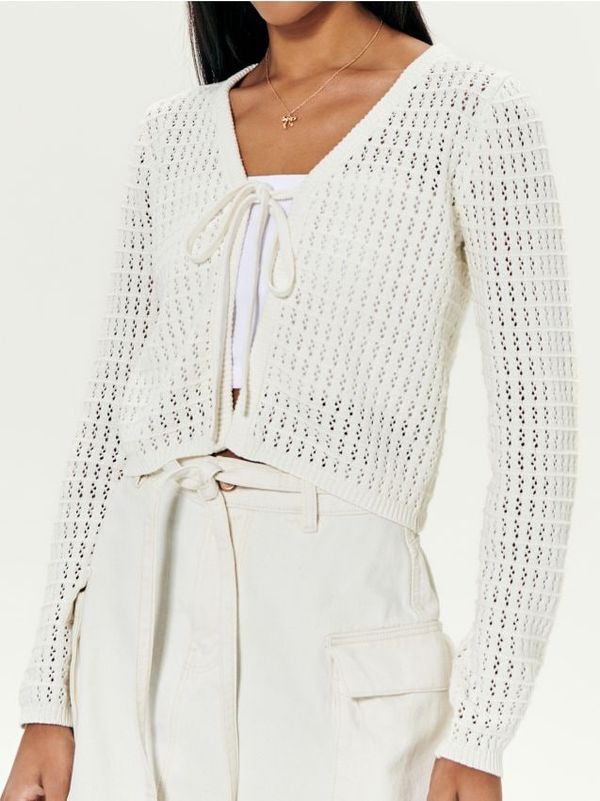 Sinsay Sinsay - Pulover z zavezovanjem - krema