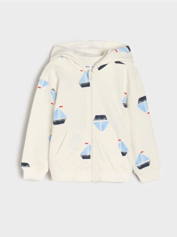 Sinsay Sinsay - Športna jopa s kapuco na zadrgo - krema