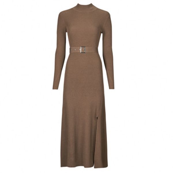 Karl Lagerfeld Karl Lagerfeld  Dolge obleke LSLV BUCKLE BELT KNIT DRESS