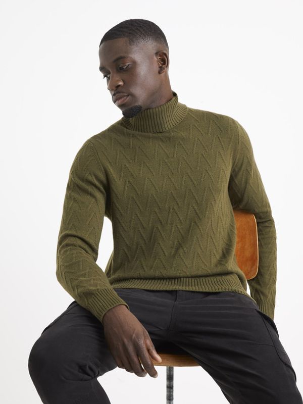 Celio Celio Vecoche pulover s puli ovratnikom Zelena