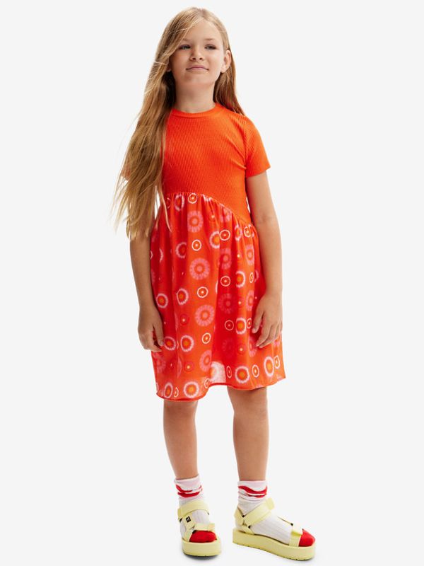Desigual Desigual Andy Otroška obleka Oranžna