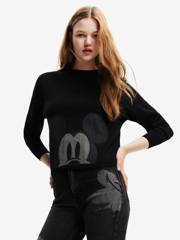 Desigual Desigual Mickey Patch Denim Pulover Črna