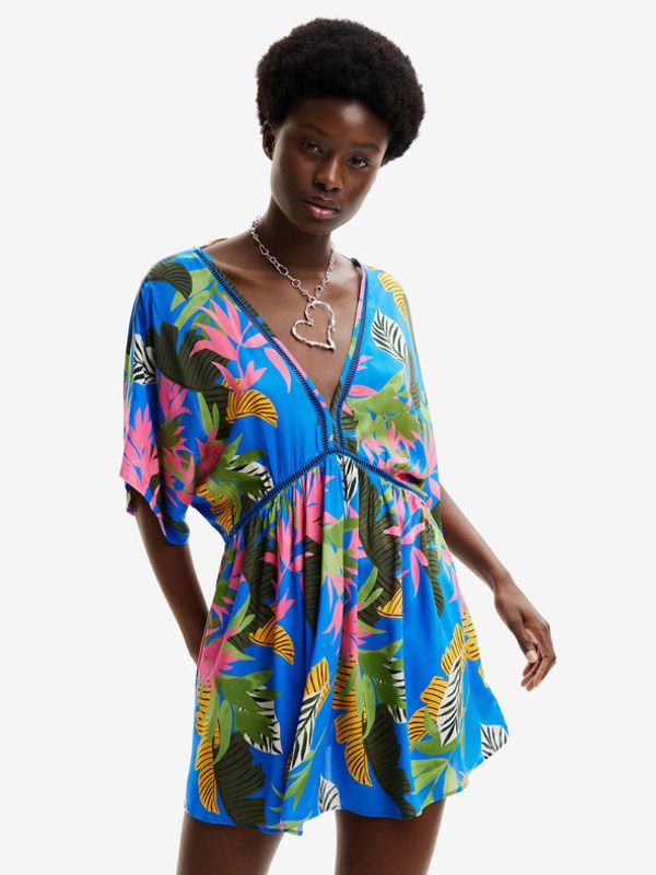 Desigual Desigual Top Tropical Party Obleka Modra