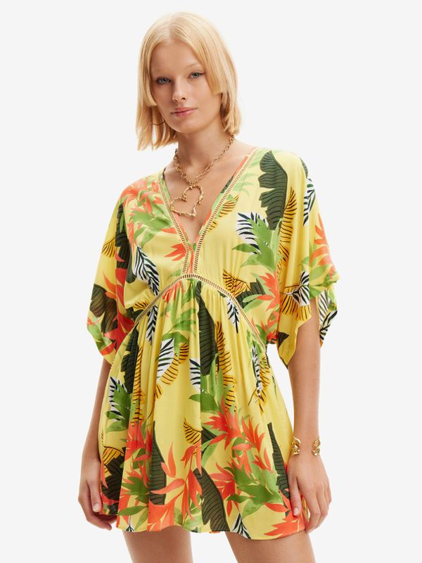 Desigual Desigual Top Tropical Party Obleka Rumena