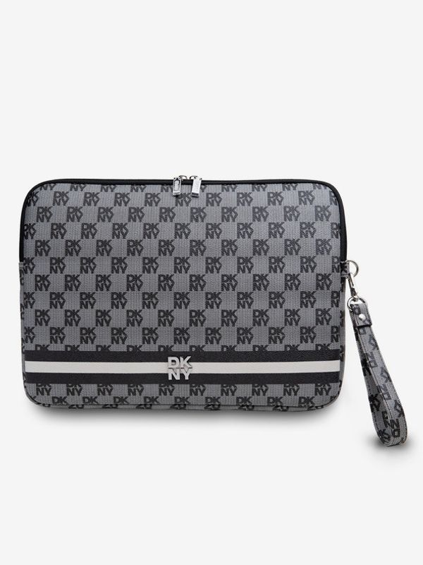 DKNY DKNY PU Leather Checkered Pattern and Stripe Notebook 13/14 Black" Ovitek Vijolična