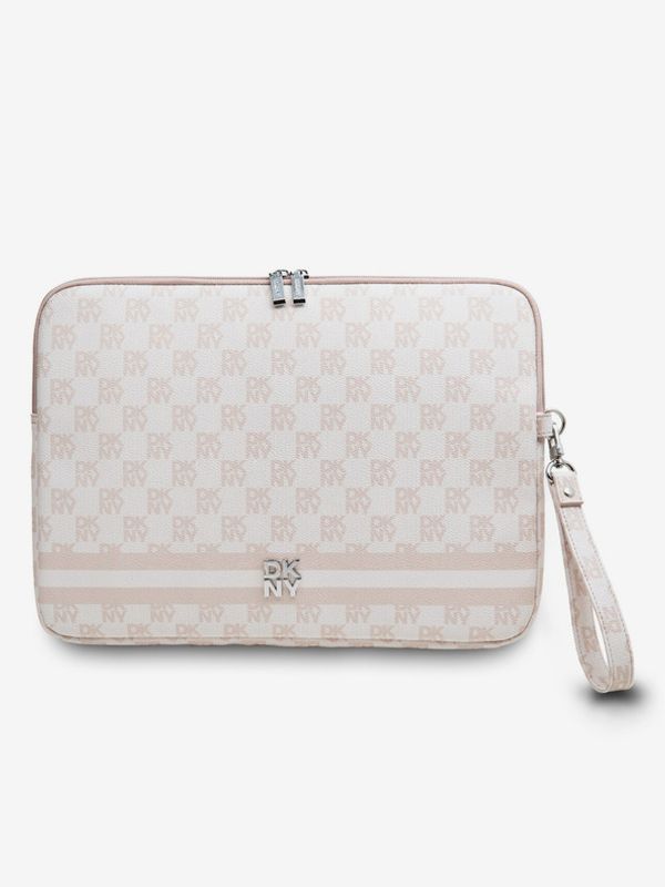 DKNY DKNY PU Leather Checkered Pattern and Stripe Notebook 13/14 Pink" Ovitek Vijolična