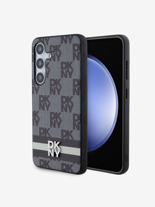 DKNY DKNY PU Leather Checkered Pattern and Stripe Samsung Galaxy S24+ Black Ovitek za telefon Vijolična
