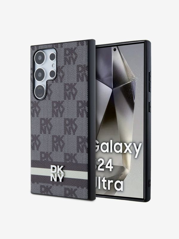 DKNY DKNY PU Leather Checkered Pattern and Stripe Samsung Galaxy S24 Ultra Black Ovitek za telefon Vijolična