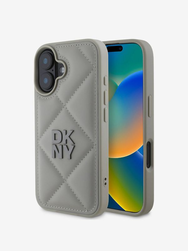 DKNY DKNY PU Leather Quilted Stack Logo iPhone 16 Plus Grey Ovitek za telefon Vijolična