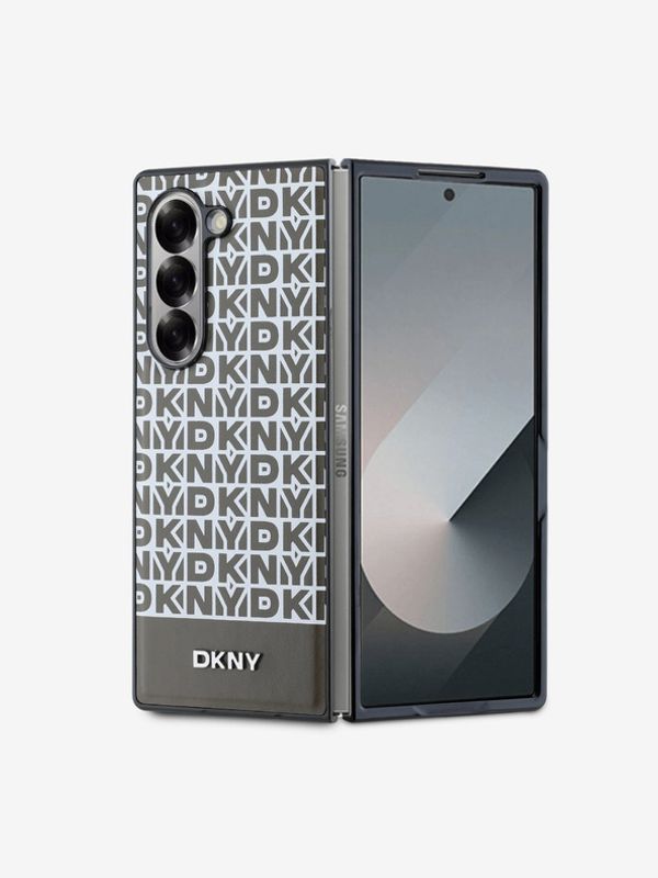 DKNY DKNY PU Leather Repeat Pattern Bottom Stripe MagSafe Zadní Kryt pro Samsung Galaxy Z Fold 6 Brown Ovitek za telefon Vijolična