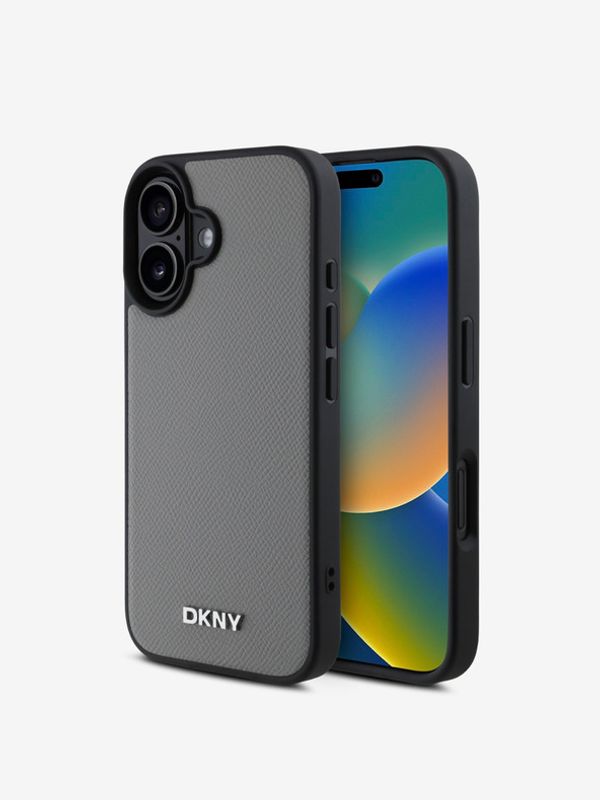 DKNY DKNY PU Leather Silver Metal Logo Magsafe iPhone 16 Grey Ovitek za telefon Vijolična