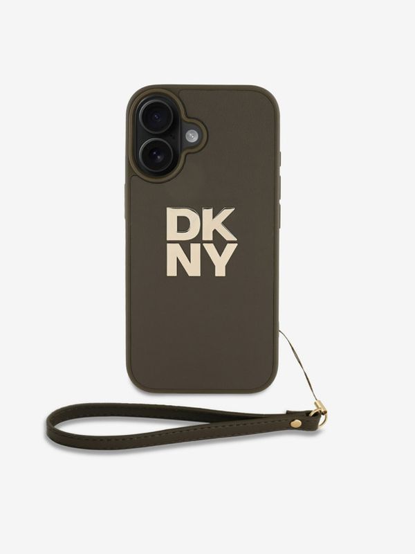 DKNY DKNY PU Leather Stack Logo Wrist Strap iPhone 16 Green Ovitek za telefon Vijolična