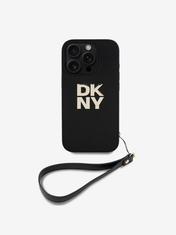 DKNY DKNY PU Leather Stack Logo Wrist Strap iPhone 16 Pro Black Ovitek za telefon Vijolična