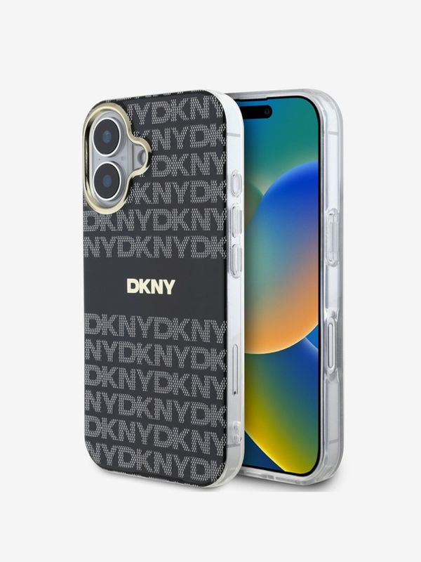 DKNY DKNY Repeat Pattern Tonal Stripe Magsafe iPhone 16 Black Ovitek za telefon Vijolična