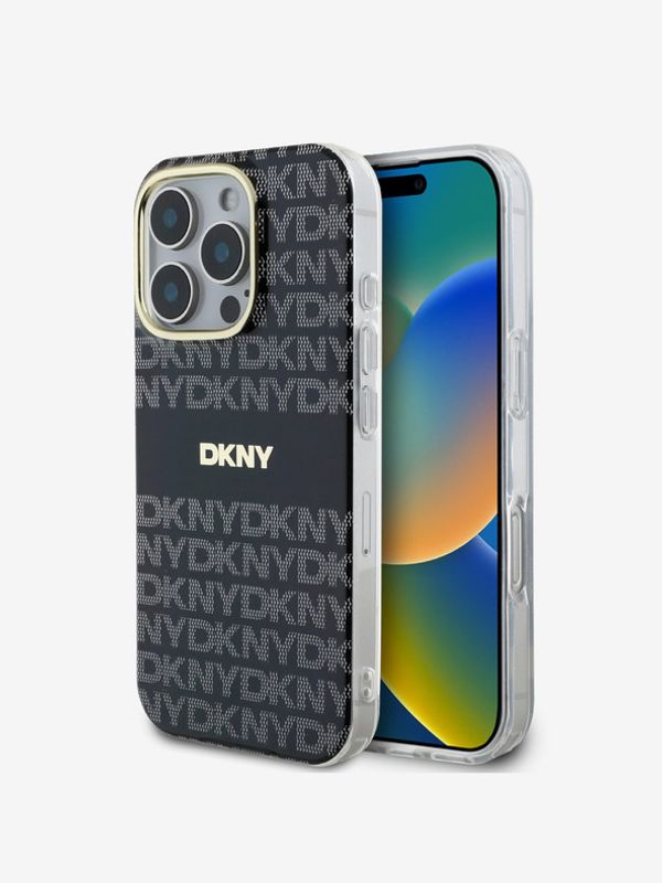 DKNY DKNY Repeat Pattern Tonal Stripe Magsafe iPhone 16 Pro Black Ovitek za telefon Vijolična