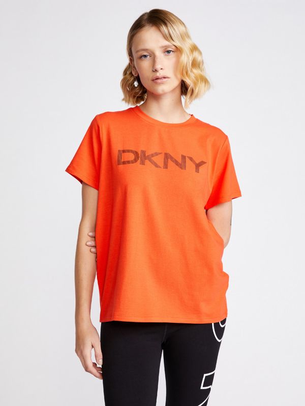 DKNY DKNY Striped Logo Majica Oranžna
